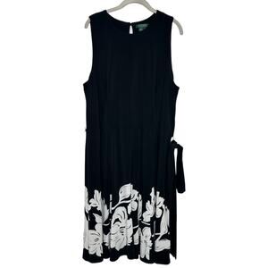 Lauren Ralph Lauren Black and White Floral Sleeveless Dress Size 18W